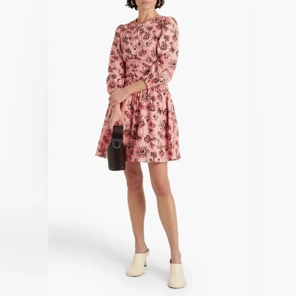 Derek Lam 10 Amelia Floral Gathered Mini Dress Size 2 - Picture 9 of 10